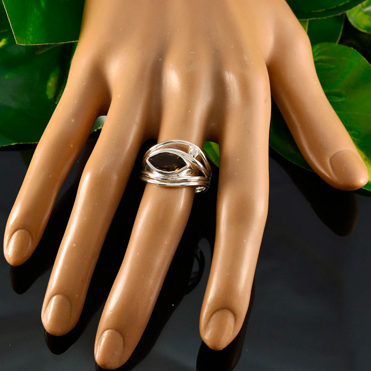 Smoky Quartz Toi et Moi Egyptian Sterling Silver Brown Gemstones Tiny Fairytale Ring Jewellery - Image 5