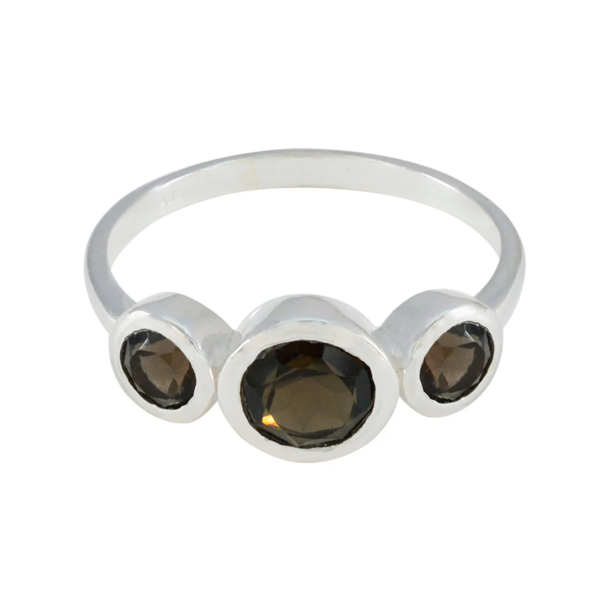 Smoky Quartz Trilogy Japanese Sterling Silver Brown Gemstone Whisper-thin Romantic Ring Jewellery