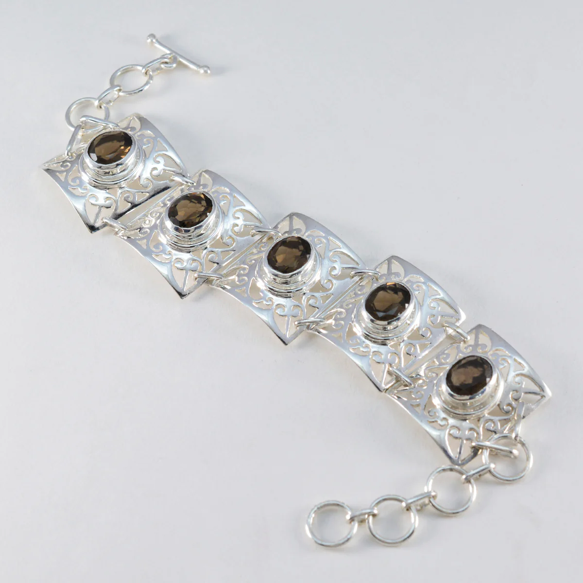 Smoky Quartz Veganuary Tiny Brown Sterling Silver Tennis Bracelet - Image 3