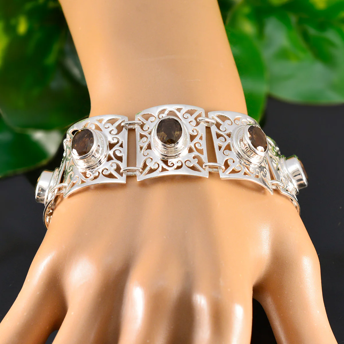 Smoky Quartz Veganuary Tiny Brown Sterling Silver Tennis Bracelet - Image 6