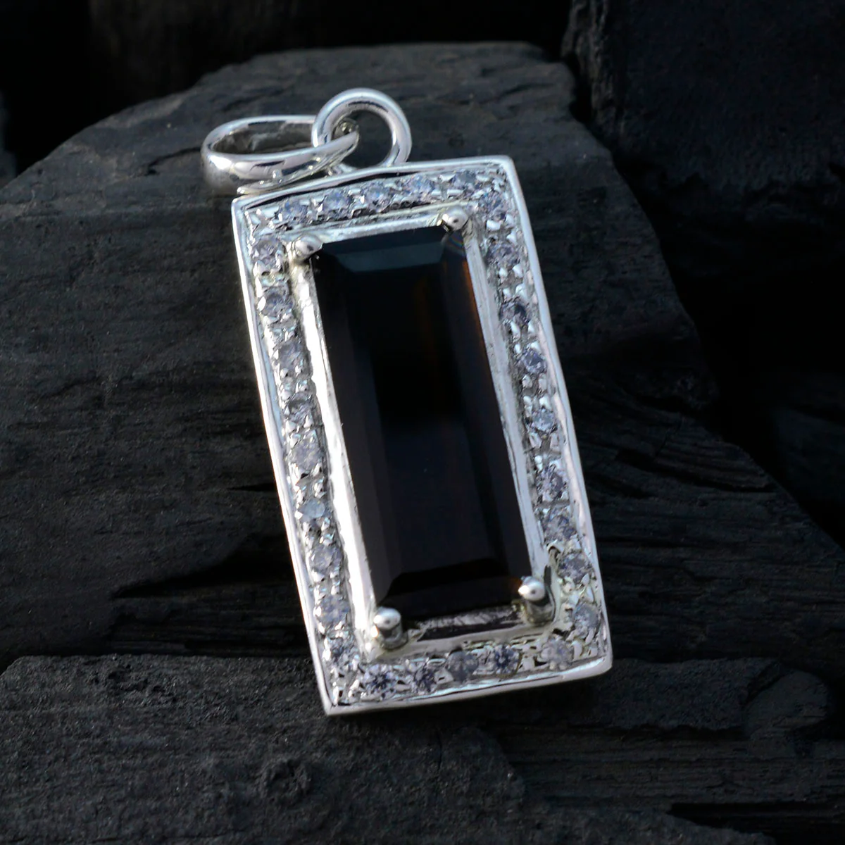smoky quartz Versatile Indian Silver multiple Ananya Modern Brown Pendant Jewelry - Image 4