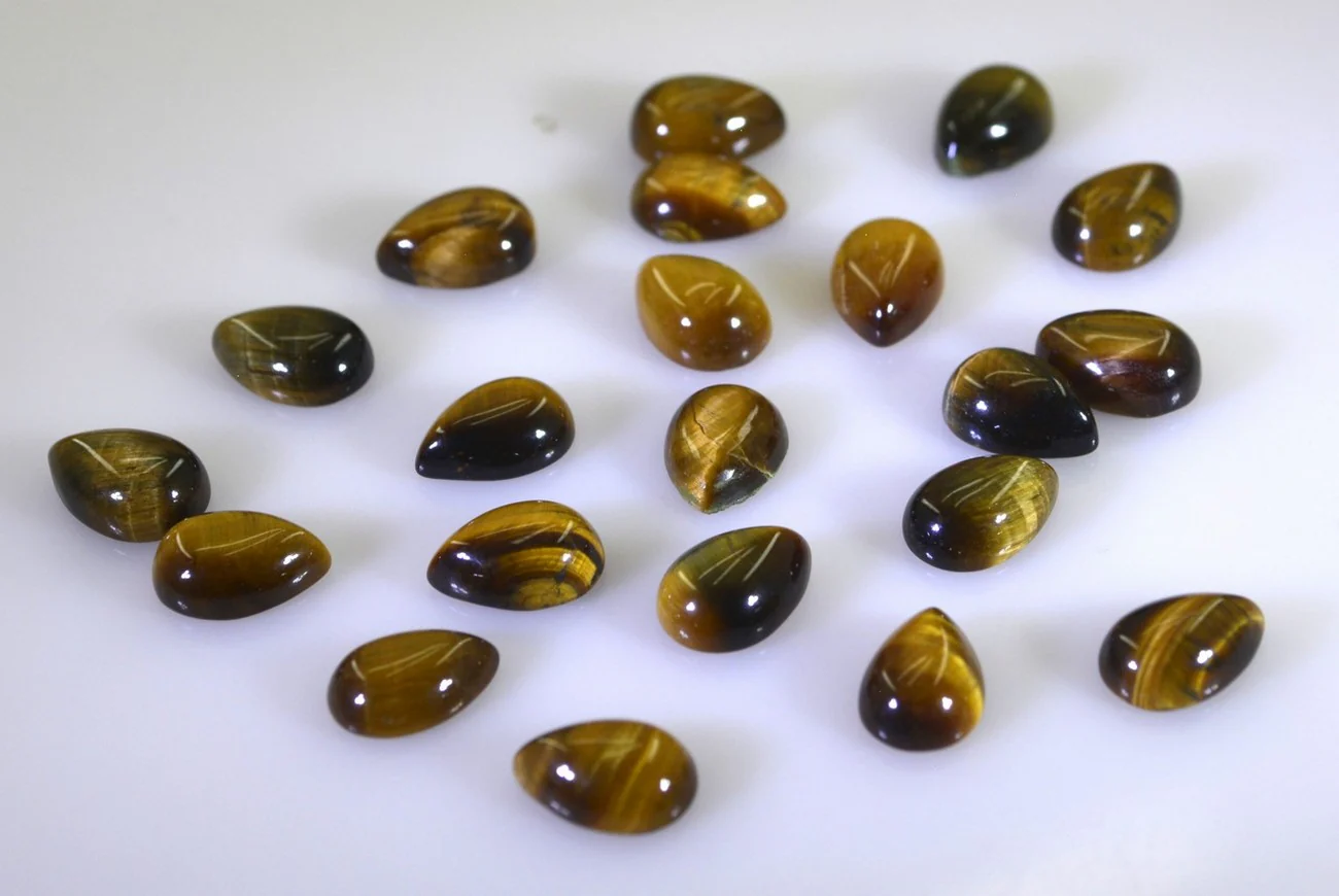 Tiger Eye 10PC Tiny 4x6 MM Pear Cabochon Brown High-Quality semi Precious Precious Gemstone