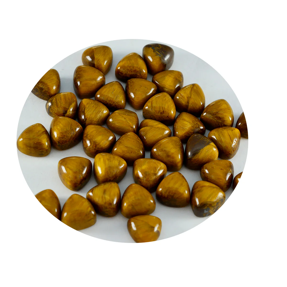 Tiger Eye 10PC Tiny 5x5 MM Triangle Cabochon Brown Polished semi Precious Loose Gemstones - Image 2