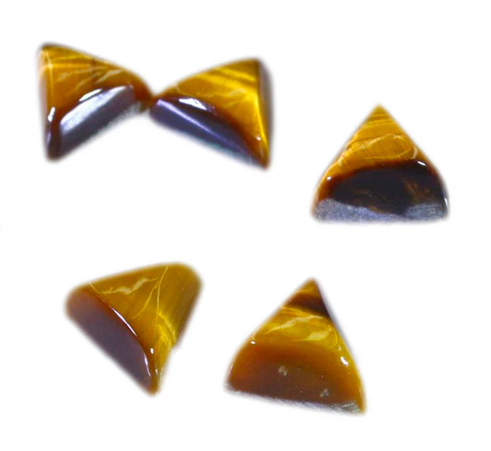 Tiger Eye 1PC Large 10x10 MM Triangle Cabochon Brown Fine semi Precious Loose Gemstone - Image 3