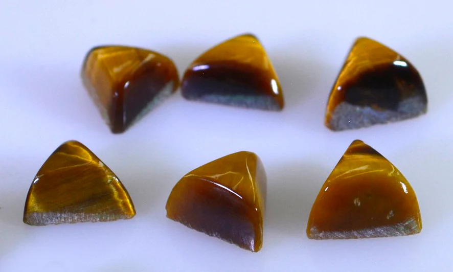 Tiger Eye 1PC Small 7x7 MM Triangle Cabochon Brown Luster semi Precious Precious Gemstone - Image 3