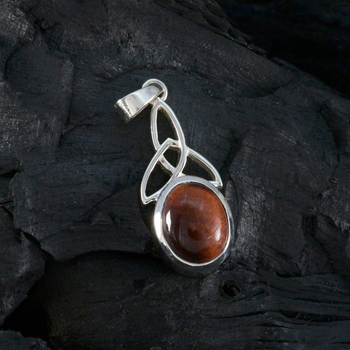Tiger Eye Delicate Spanish 925 Silver Solitaire Renata Claddagh Brown Pendant Jewelry - Image 3