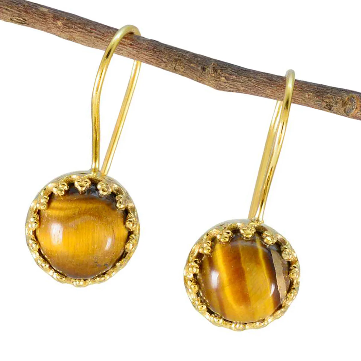 Tiger Eye Moroccan Eun-ji Solitaire Stud Brown 92.5 Silver Earring - Image 3