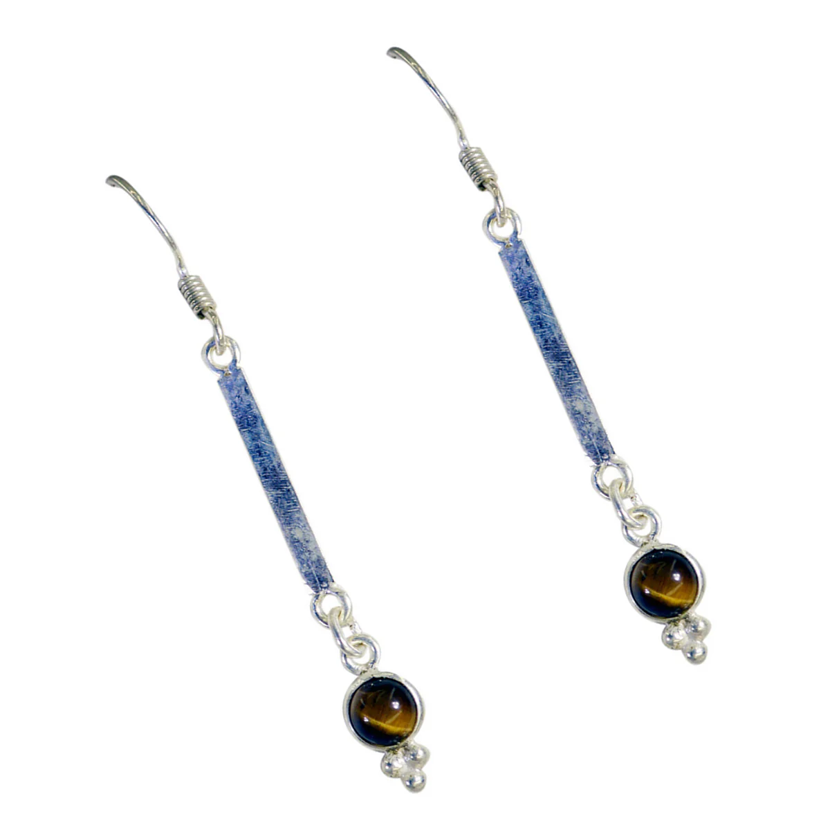 Tiger Eye Moroccan Mila multiple Dangle Brown Sterling Silver Earring - Image 2