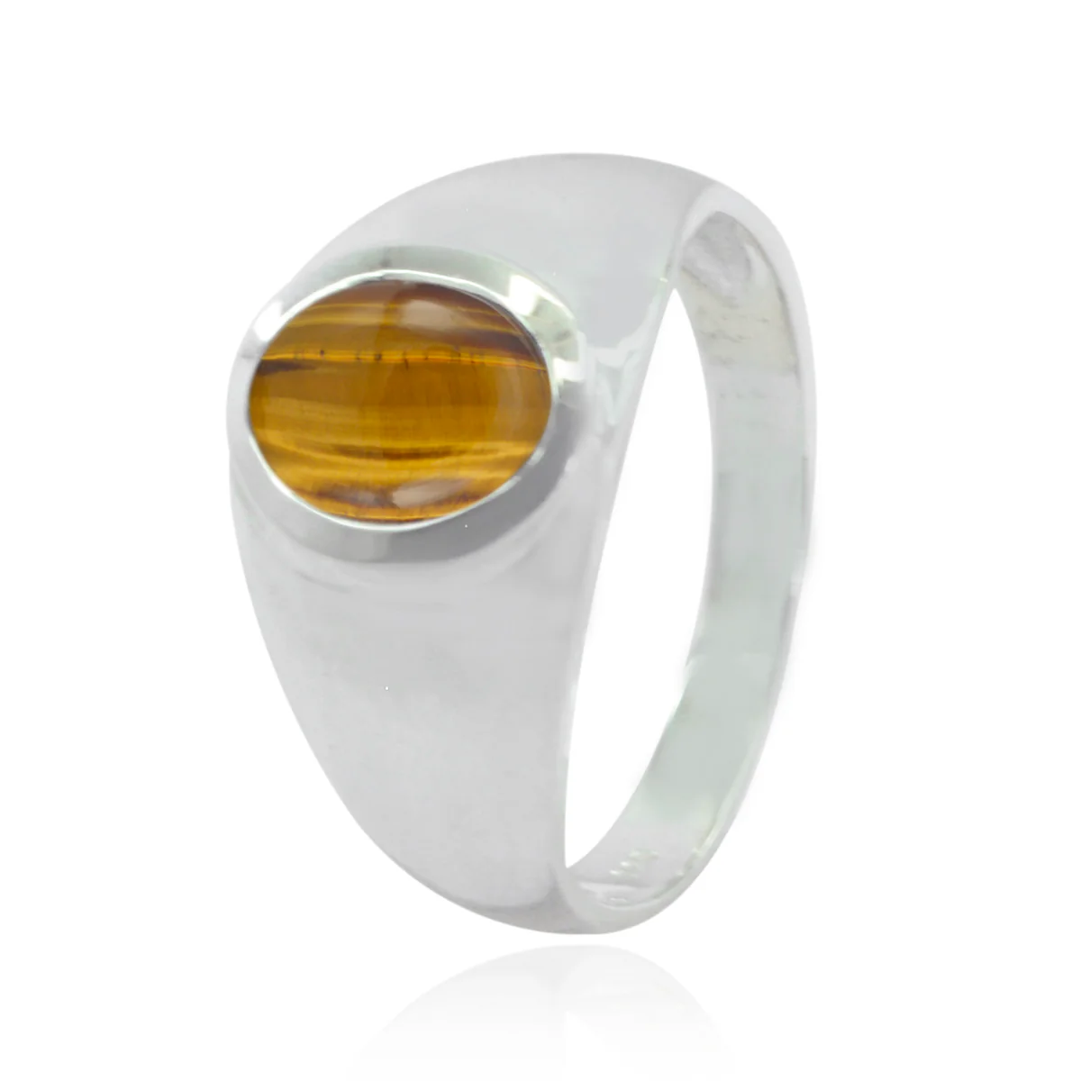 Tiger Eye Solitaire French Sterling Silver Brown Gems Tiny Traditional Ring Jewelry - Image 3
