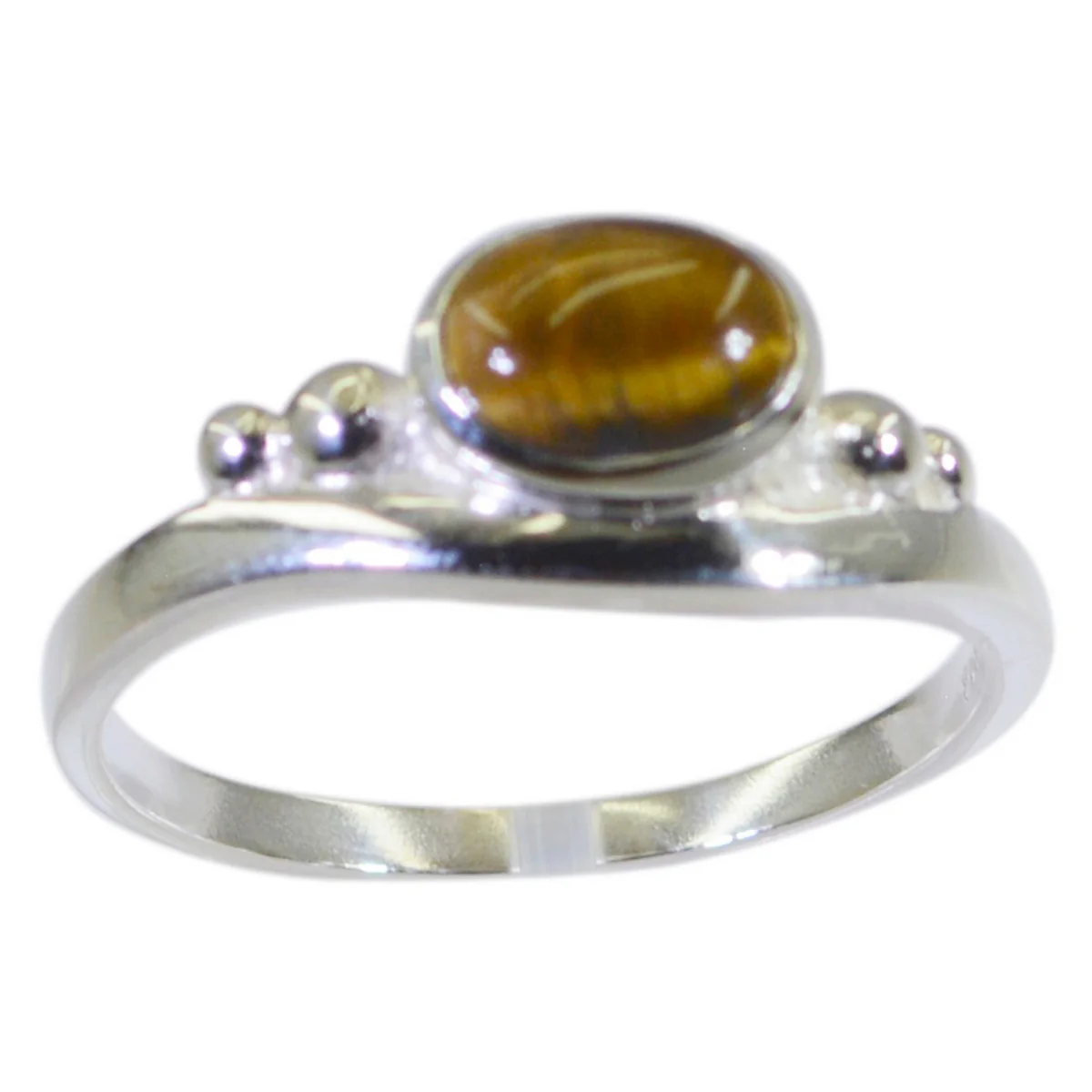 Tiger Eye Solitaire Japanese 925 Sterling Silver Brown Gems Delicate Graceful Ring Jewellery - Image 2