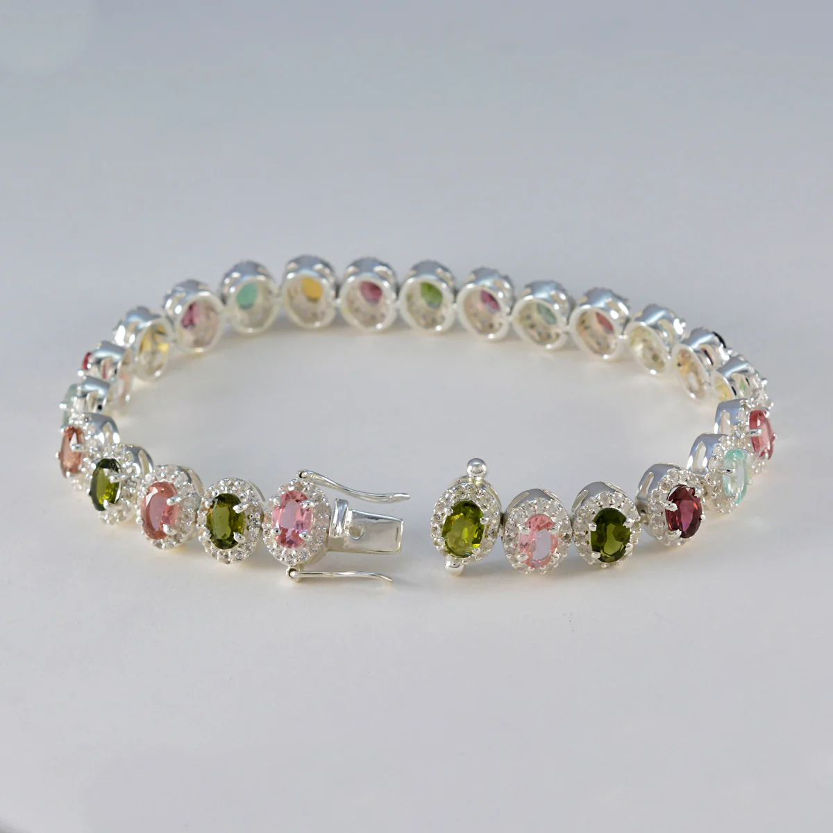 Tourmaline Animal Day Eye-catching multicolor 925 Silver Tennis Bracelet - Image 3