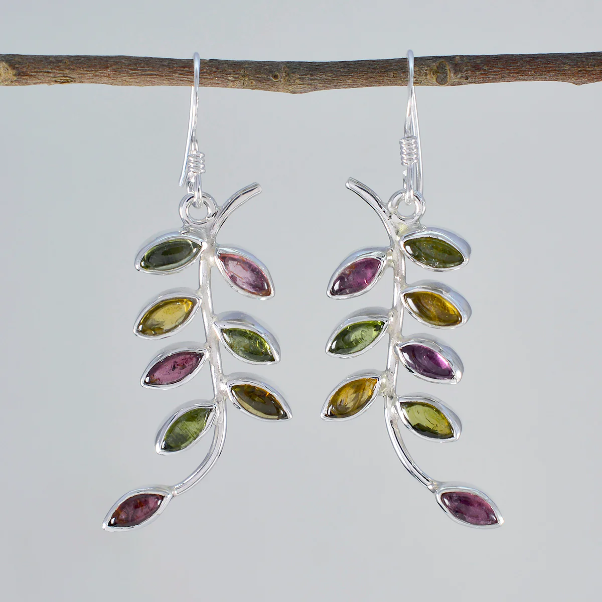 Tourmaline Egyptian Alice multiple Dangle multicolor 925 Sterling Silver Earring - Image 2