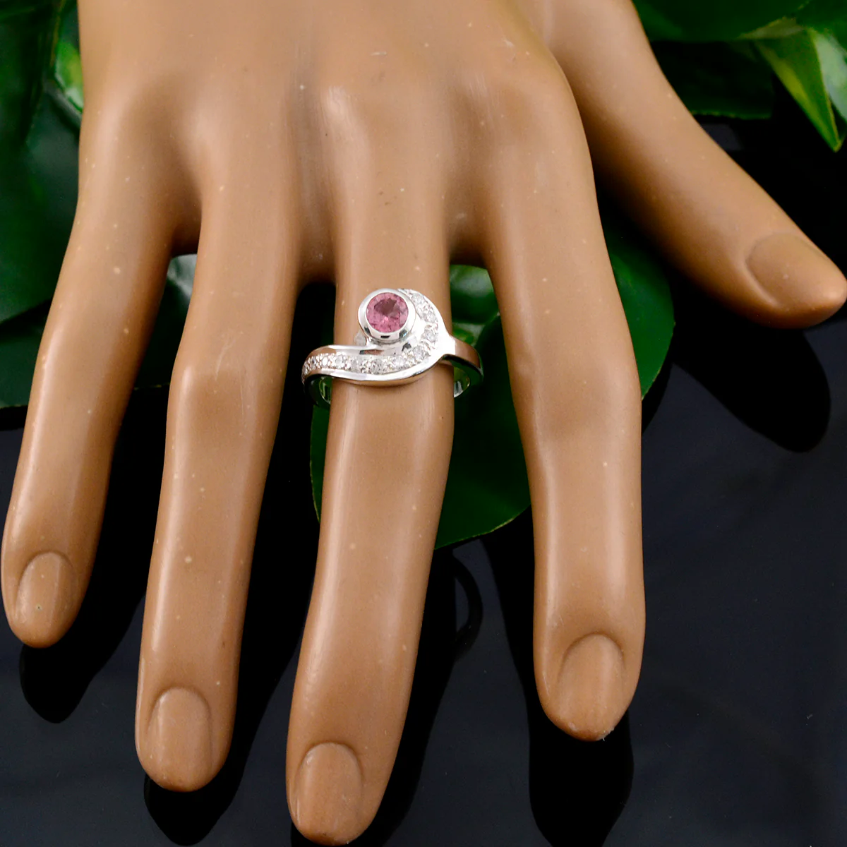 Tourmaline Halo French Sterling Silver multicolor Gemstones Slim Boho Ring Jewelry - Image 5