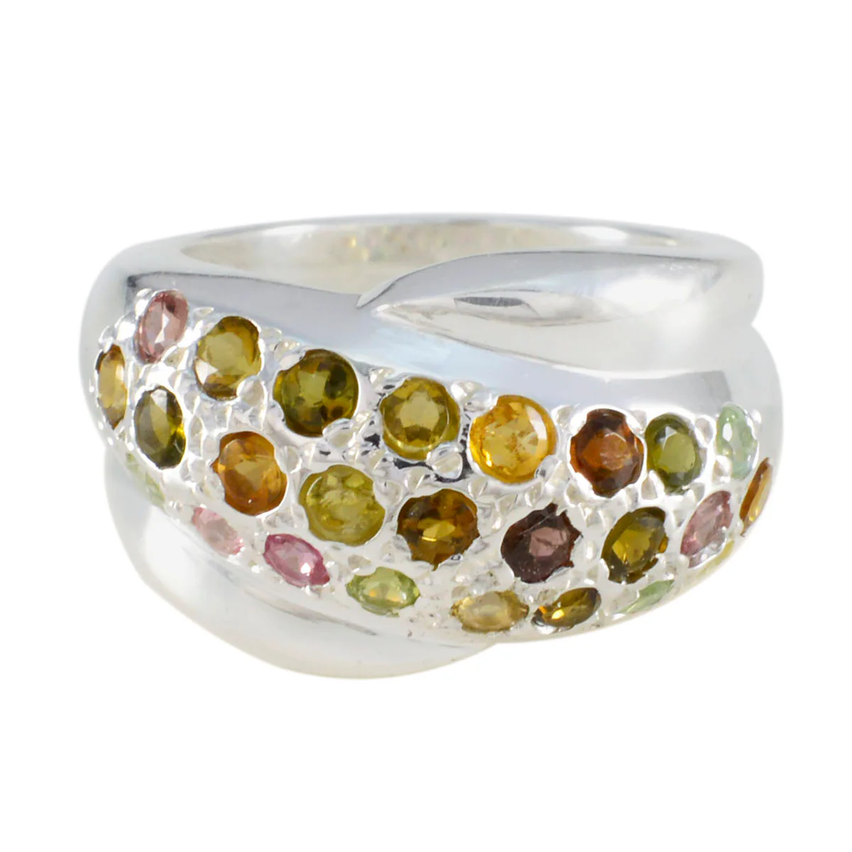 Tourmaline multiple Egyptian 92.5 Silver multicolor Gemstone Essential Abstract Ring Jewellery