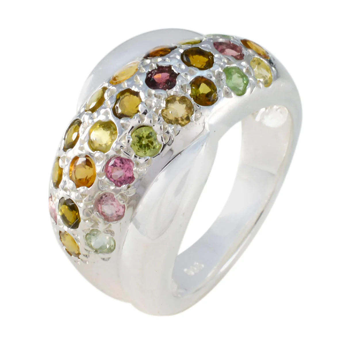 Tourmaline multiple Egyptian 92.5 Silver multicolor Gemstone Essential Abstract Ring Jewellery - Image 2