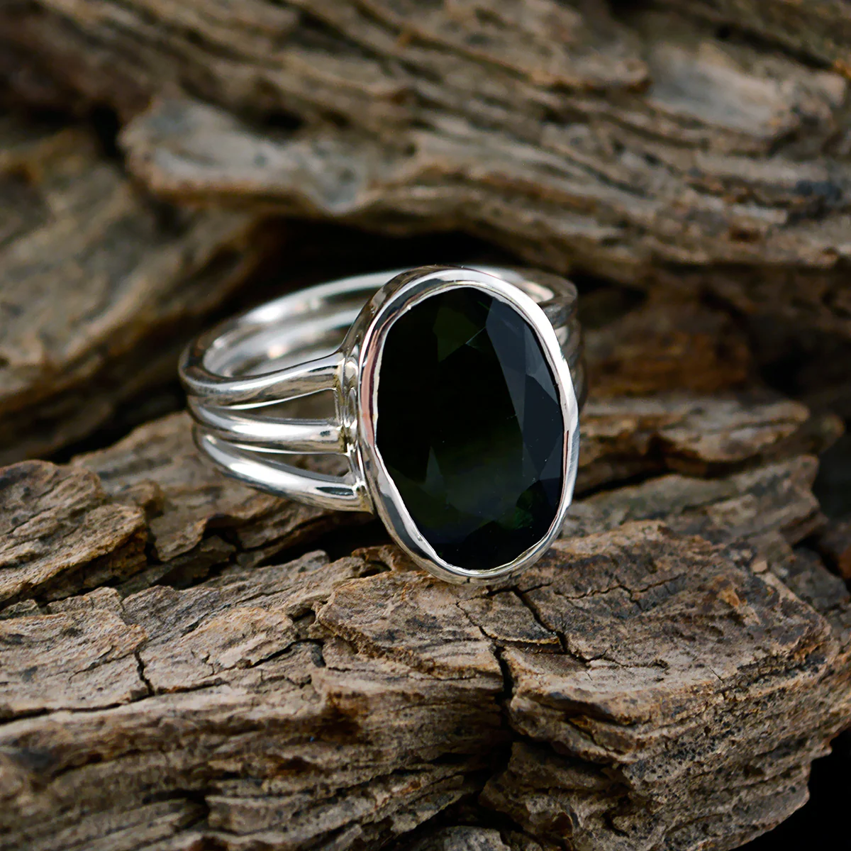 Tourmaline Solitaire Moroccan 925 Sterling Silver multicolor Gems Versatile Boho Ring Jewelry - Image 3