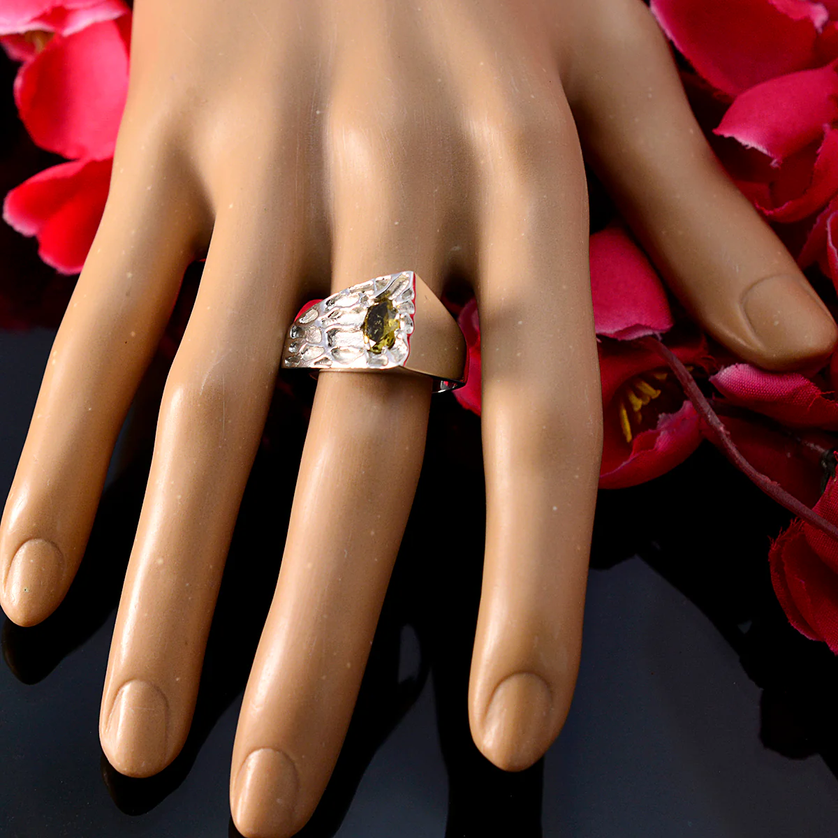 Tourmaline Solitaire Spanish Silver multicolor Gems Mid-weight Rope-Wire Ring Jewelry - Image 6