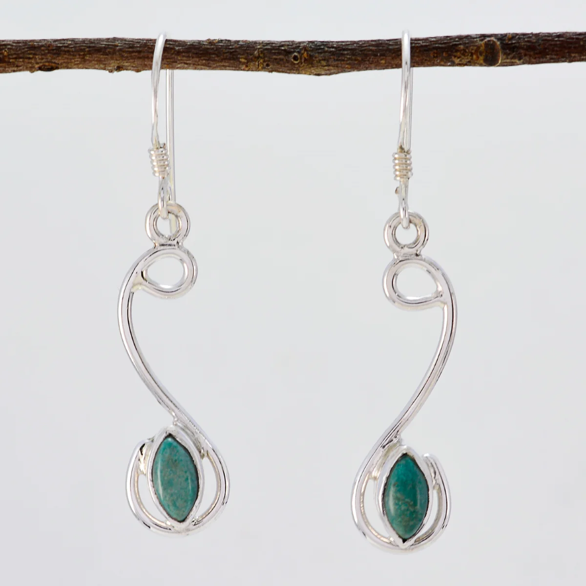 Turquoise Australian Milagros multiple Dangle Blue Sterling Silver Earring - Image 2