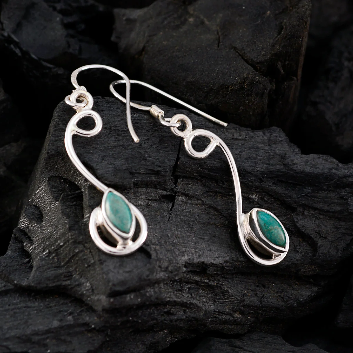 Turquoise Australian Milagros multiple Dangle Blue Sterling Silver Earring - Image 3