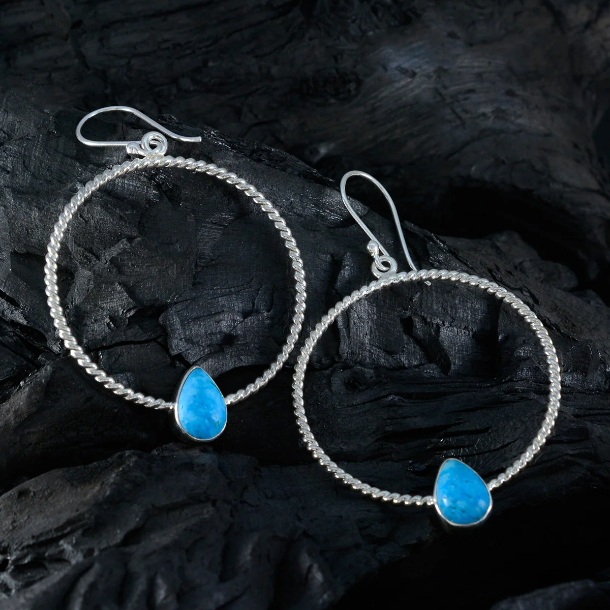 Turquoise Australian Wen Solitaire Dangle multicolor Silver Earring - Image 2