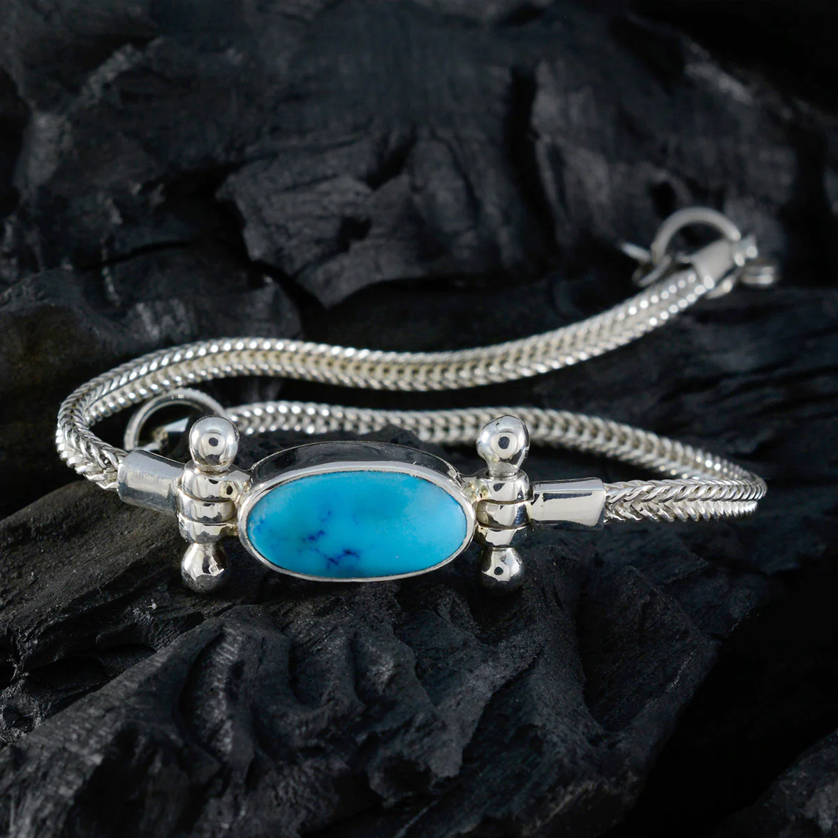 Turquoise Baking Day Featherlight Turquoise Silver Chain Bracelet - Image 3