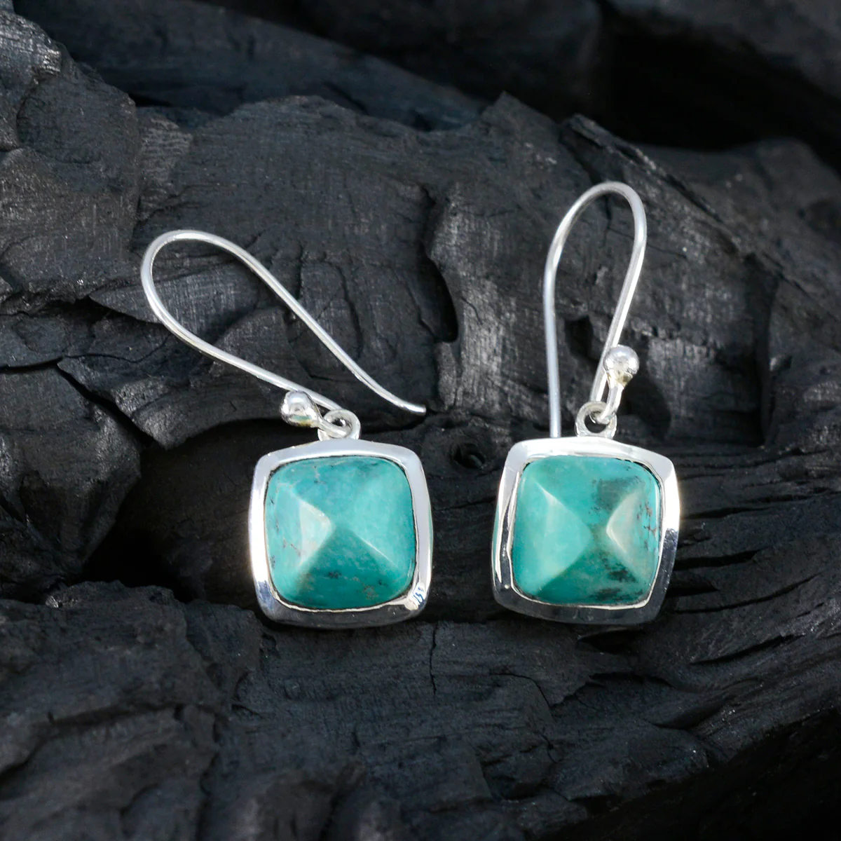 Turquoise Italian Ling Solitaire Dangle Blue Sterling Silver Earring - Image 3