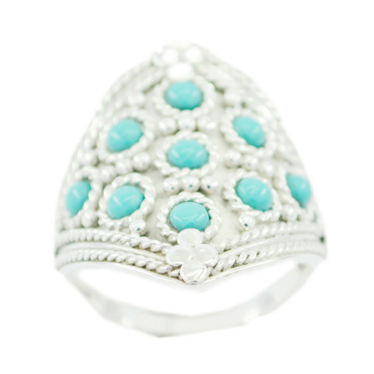 Turquoise multiple Russian Sterling Silver Blue Gemstone Essential Heritage Ring Jewelry - Image 2