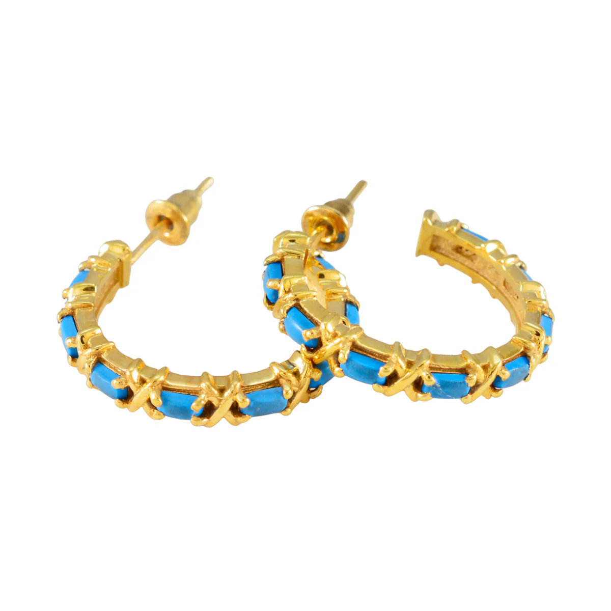 Turquoise Russian Anna multiple Stud Blue 92.5 Silver Earring - Image 2