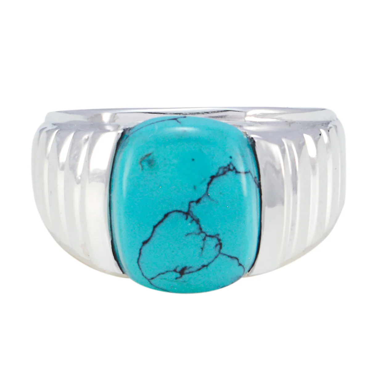 Turquoise Solitaire African 925 Silver Blue Gemstone Eye-catching Armor Ring Jewelry