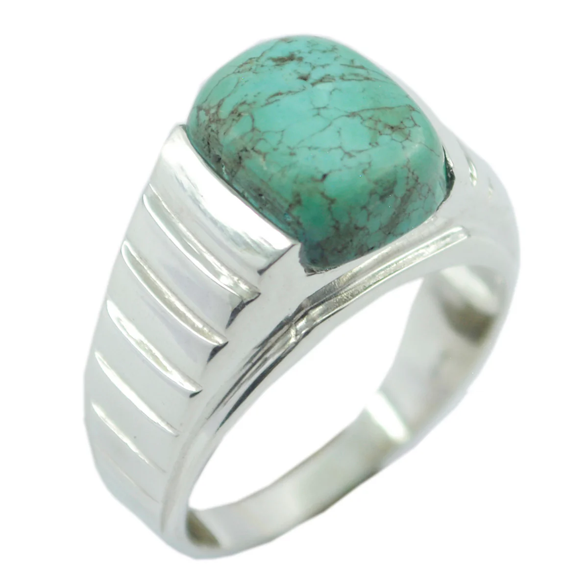 Turquoise Solitaire African 925 Silver Blue Gemstone Eye-catching Armor Ring Jewelry - Image 3
