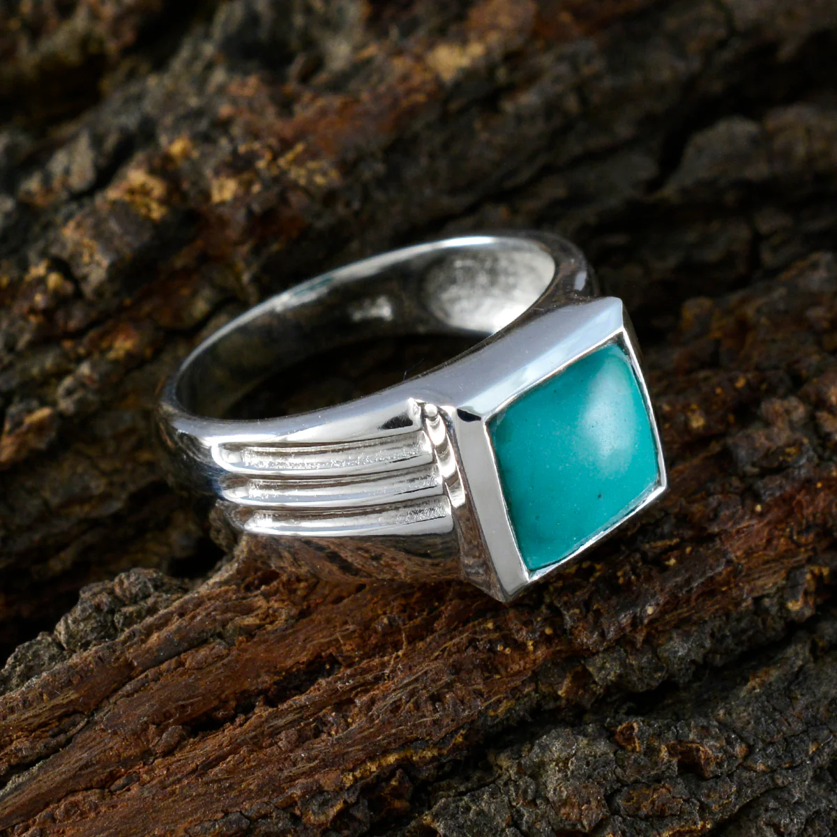 Turquoise Solitaire African Sterling Silver Blue Gems Classic Sophisticated Ring Jewellery - Image 3