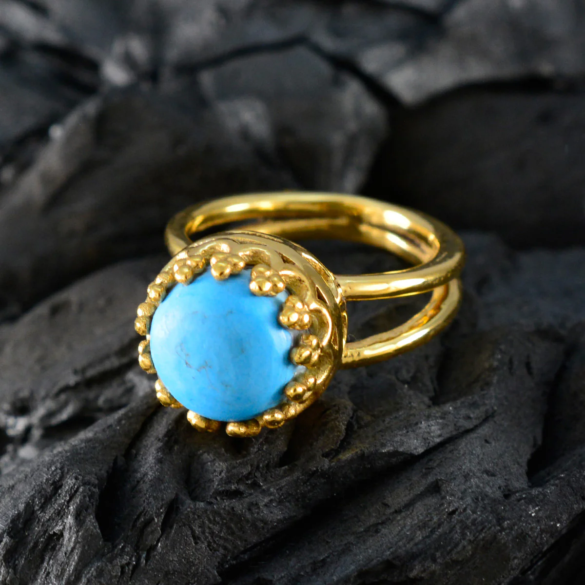 Turquoise Solitaire American 92.5 Silver Blue Gems Minimal Graceful Ring Jewellery - Image 4