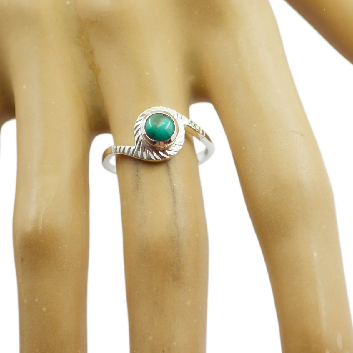 Turquoise Solitaire American Sterling Silver Blue Gemstone Dainty Modern Ring Jewelry - Image 2