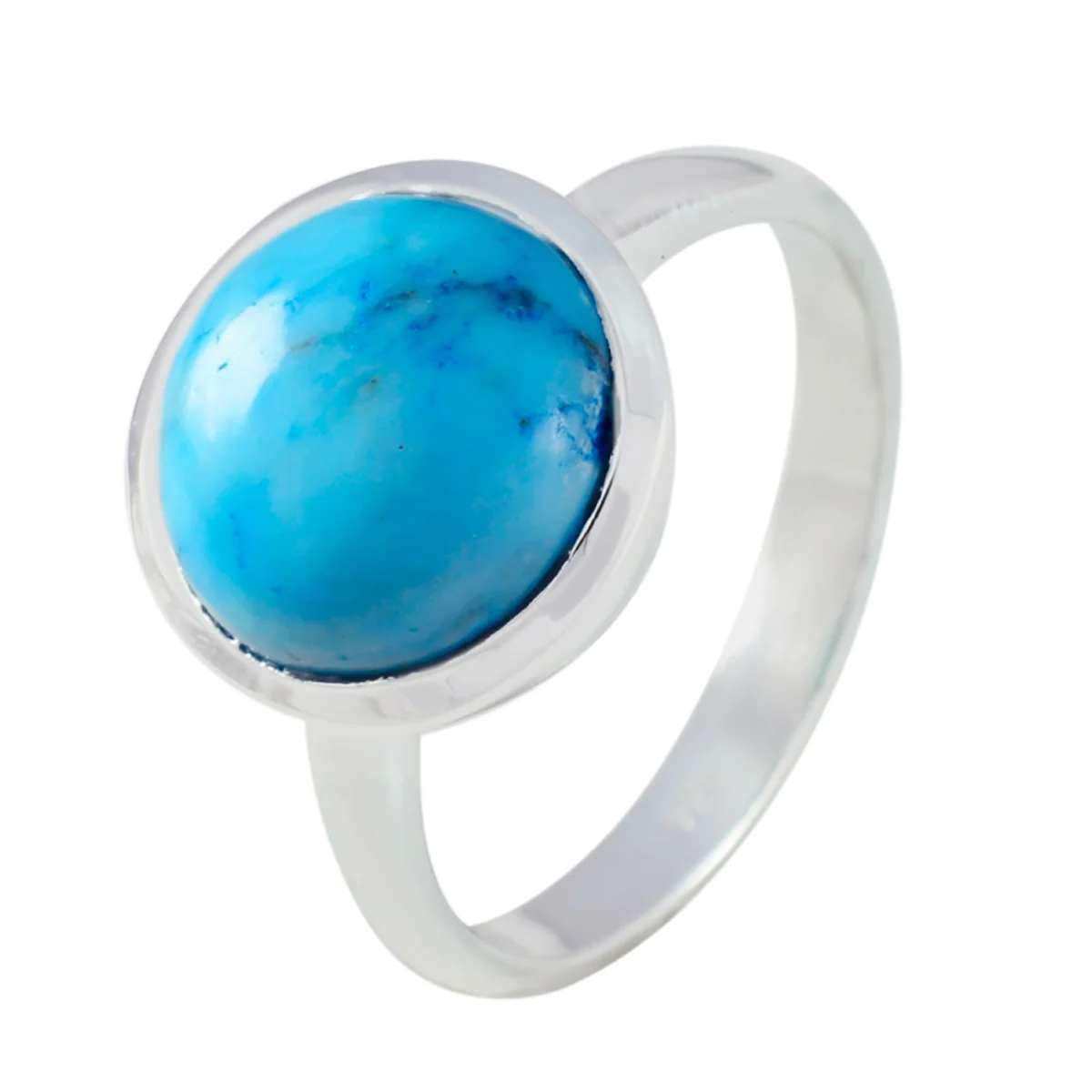 Turquoise Solitaire Egyptian 92.5 Silver Blue Gems Tiny Graceful Ring Jewellery - Image 2