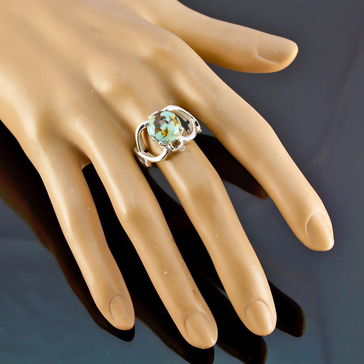 Turquoise Solitaire Indian 92.5 Silver Blue Gemstone Minimal Modern Ring Jewellery - Image 3