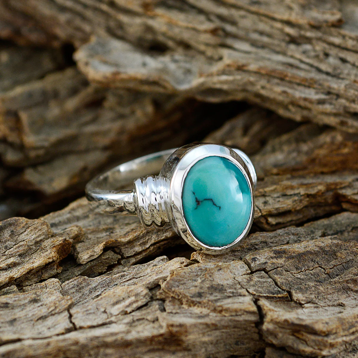 Turquoise Solitaire Moroccan 925 Silver Blue Gems Minimal Boho Ring Jewelry - Image 4