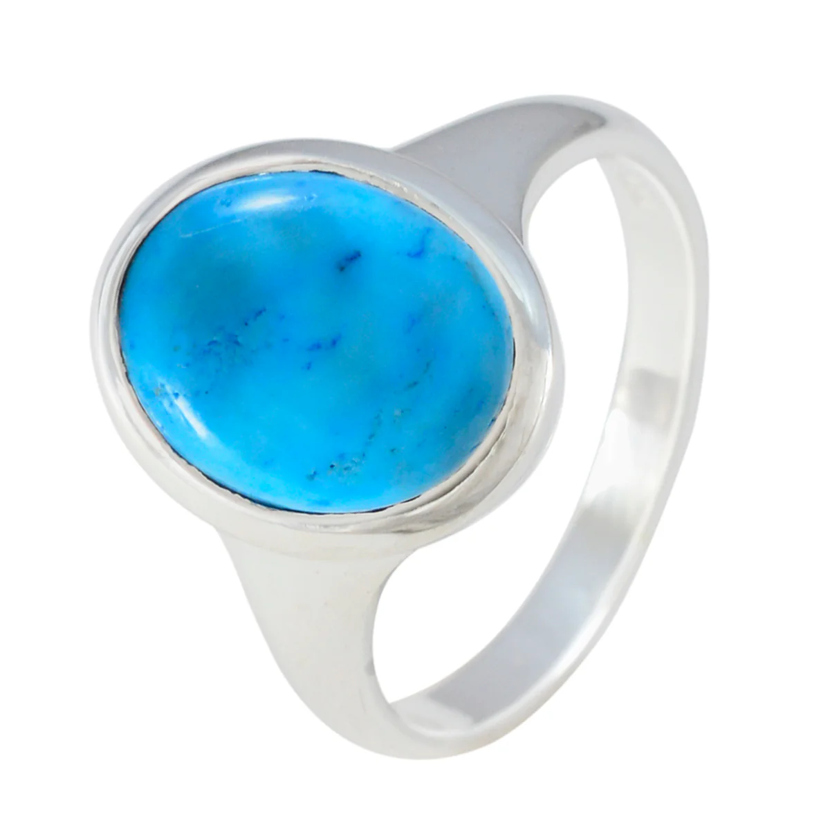 Turquoise Solitaire Russian 92.5 Silver Blue Gemstone Minimal Ethnic Ring Jewelry - Image 2