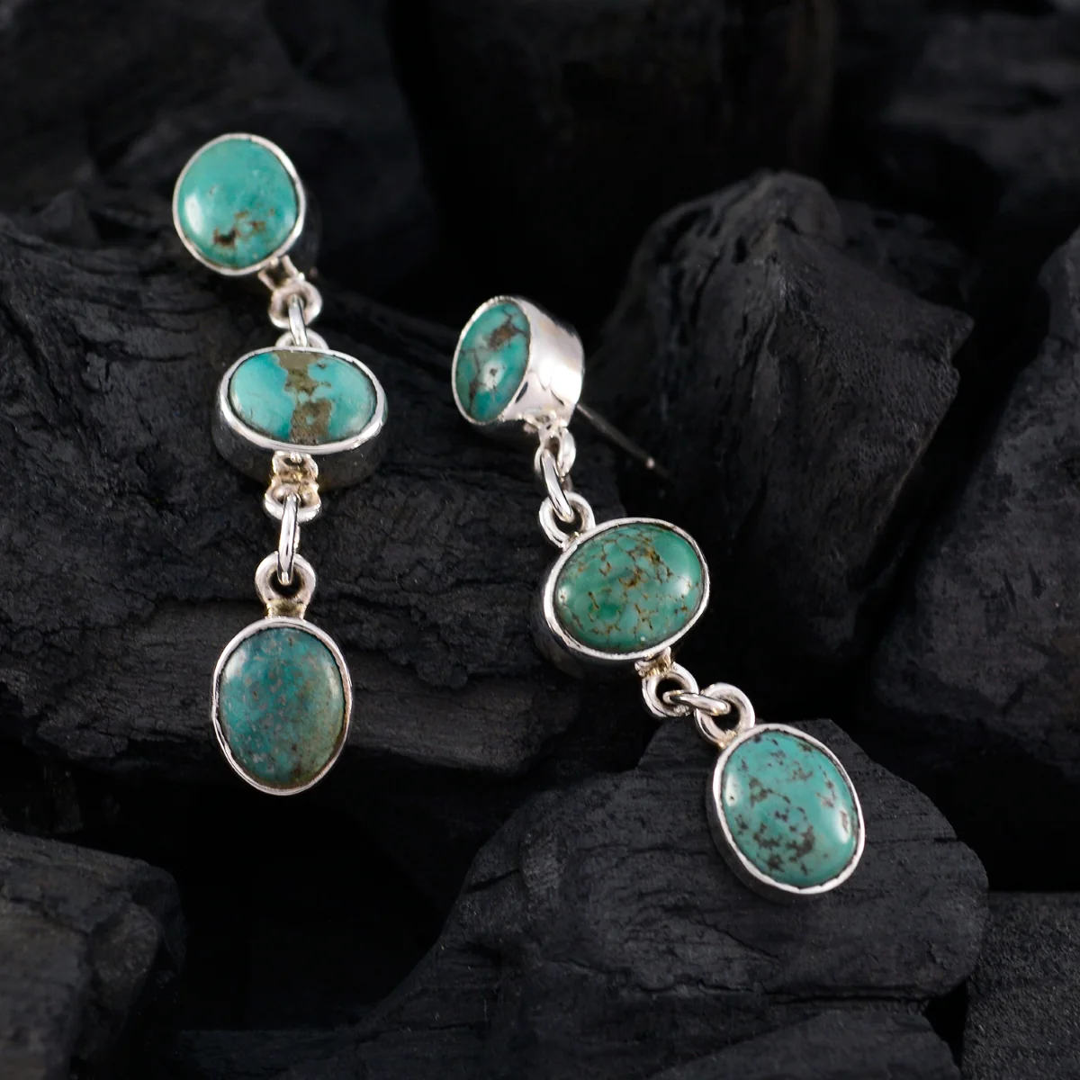 Turquoise Spanish Bella multiple Dangle Blue 92.5 Silver Earring - Image 3