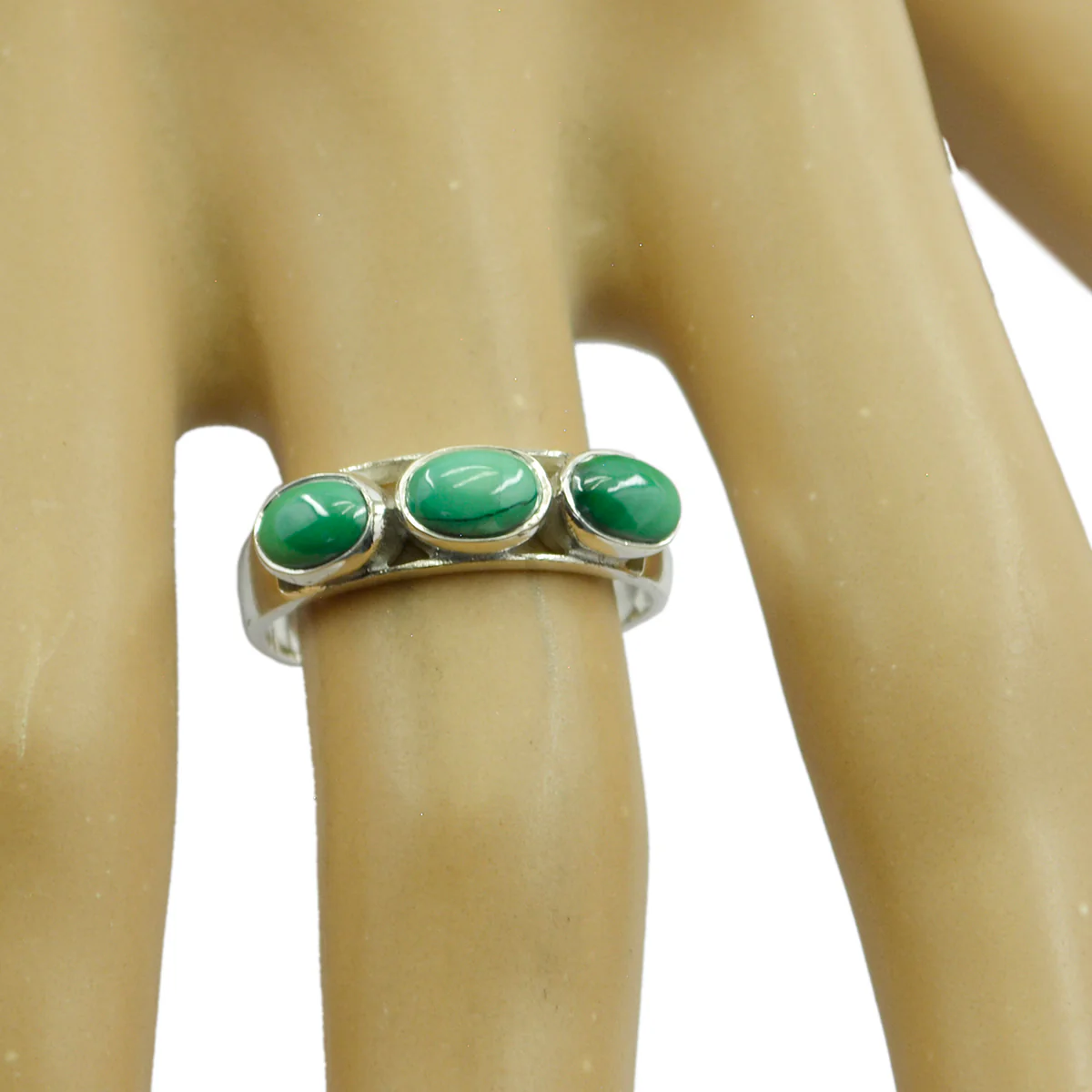 Turquoise Trilogy Japanese 925 Sterling Silver Blue Gems Dainty Contemporary Ring Jewellery - Image 2
