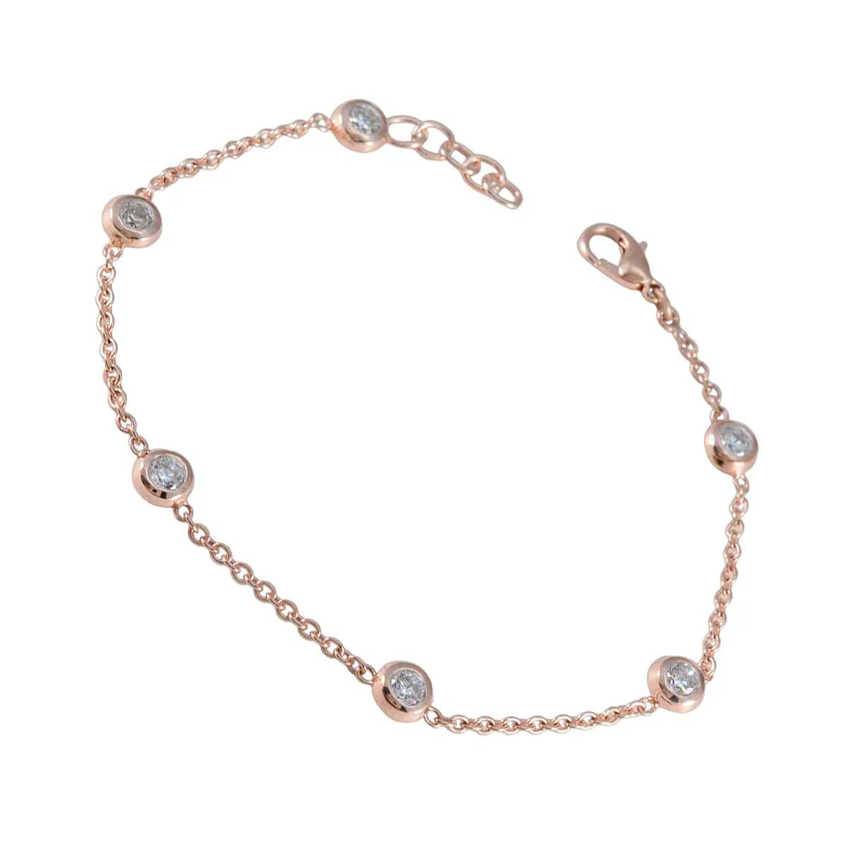 White CZ Avocado Day Elegant White Sterling Silver Chain Bracelet - Image 2