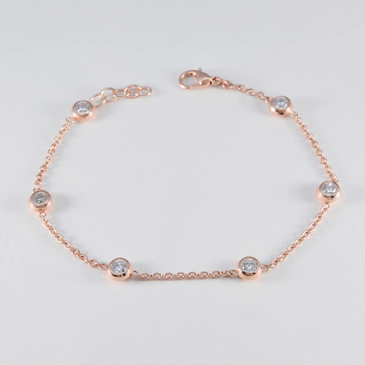 White CZ Avocado Day Elegant White Sterling Silver Chain Bracelet - Image 3