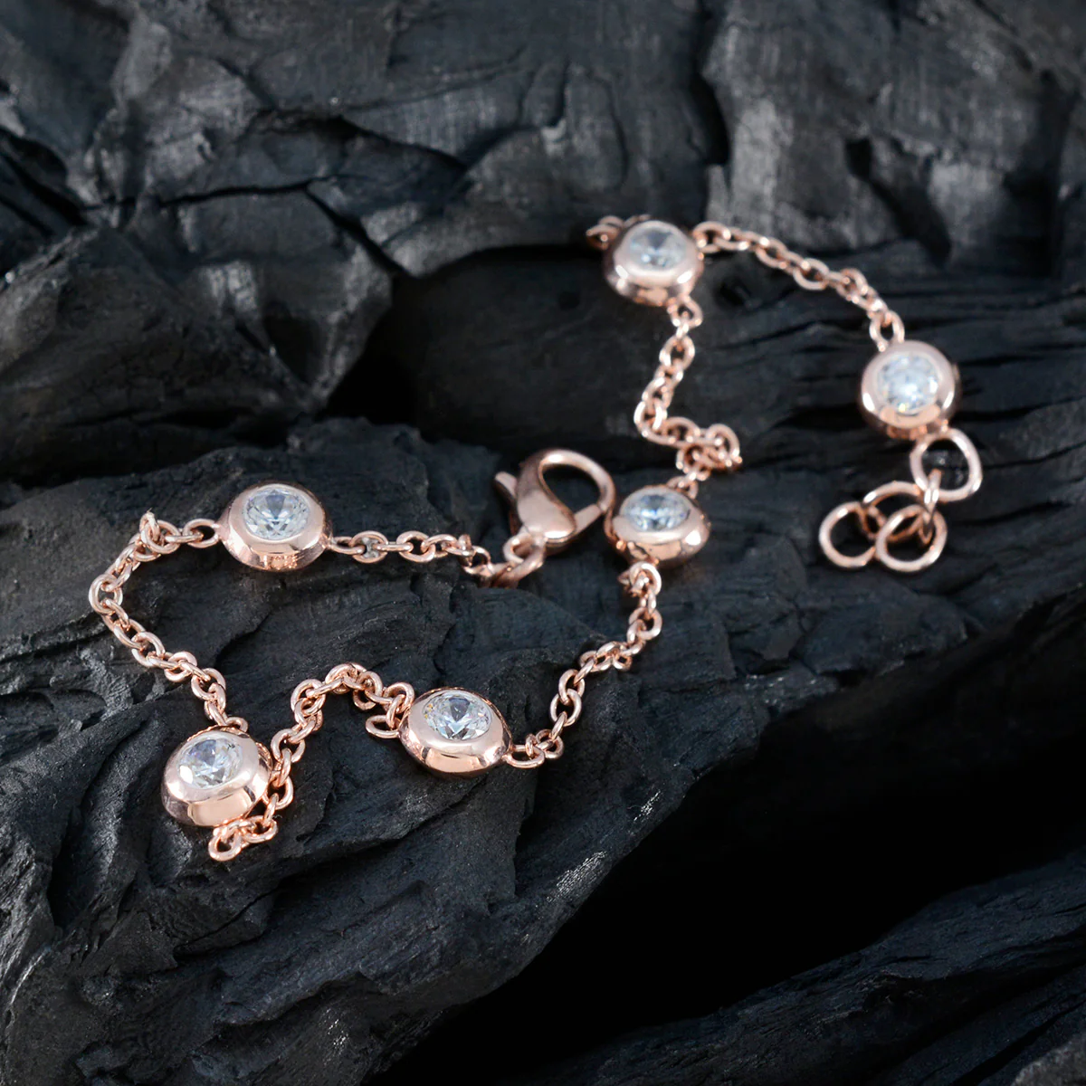 White CZ Avocado Day Elegant White Sterling Silver Chain Bracelet - Image 4