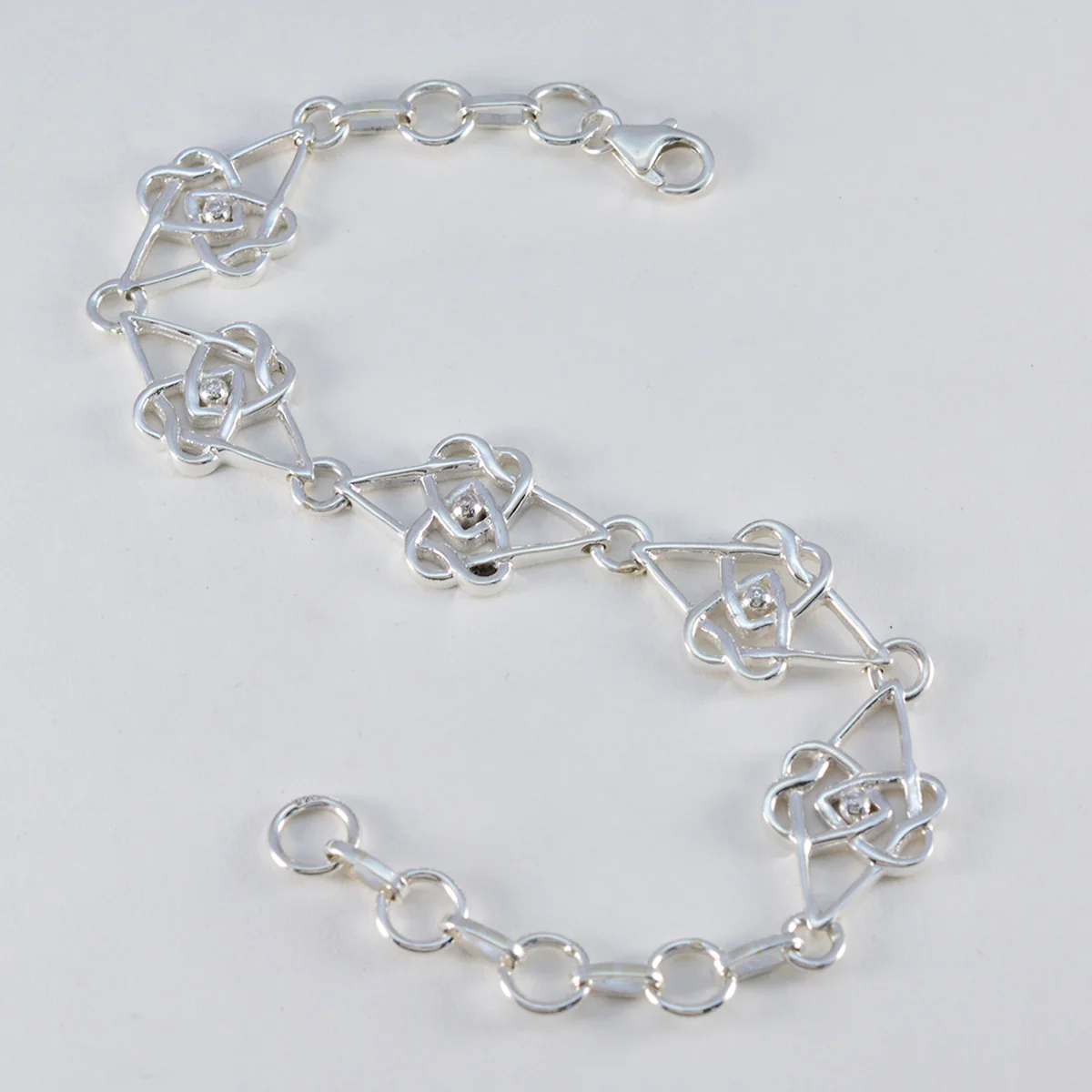 White CZ Environment Day Featherlight White 92.5 Silver Links Bracelet - Image 3