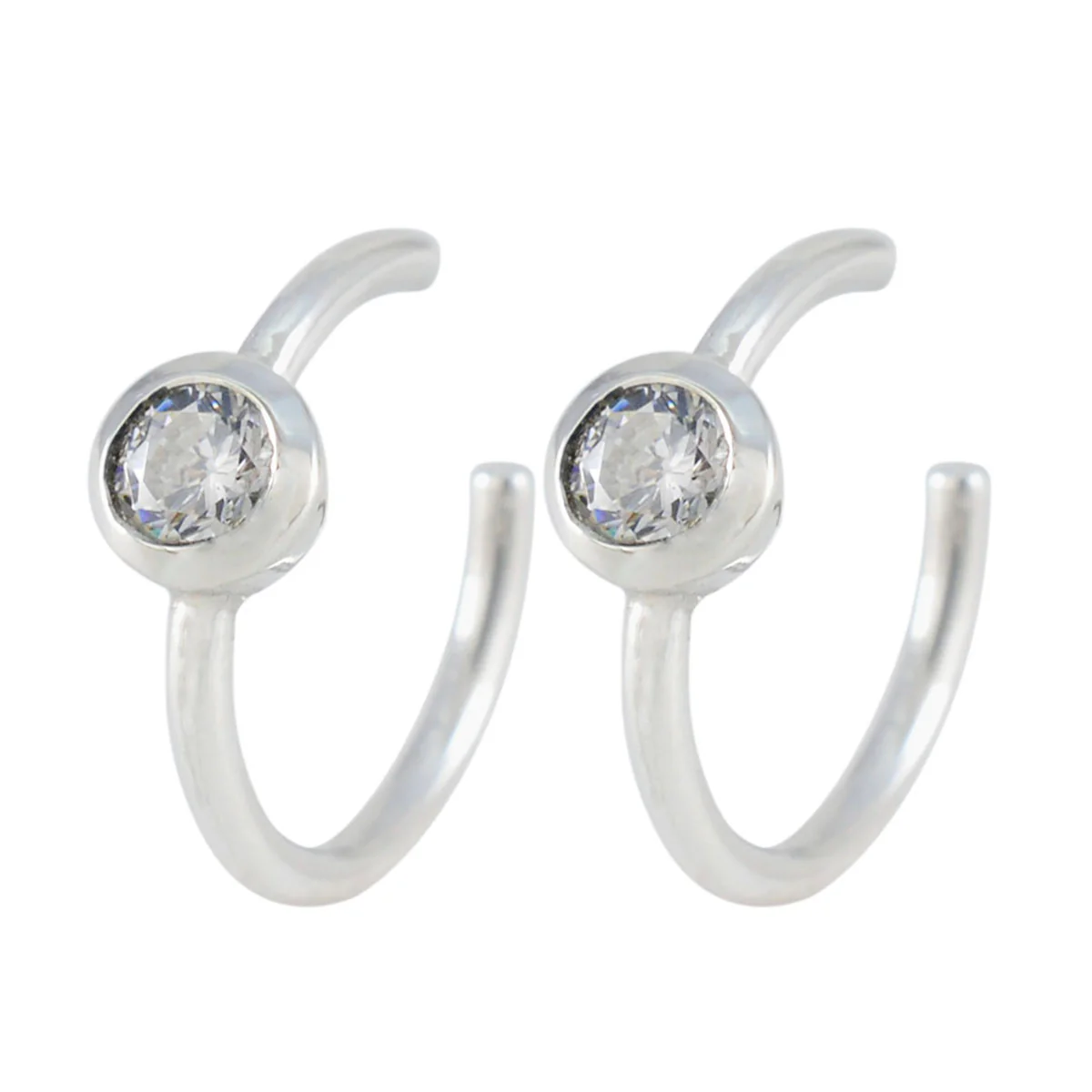 White CZ German Nova Solitaire Dangle White 925 Silver Earring