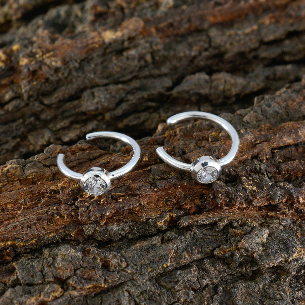 White CZ German Nova Solitaire Dangle White 925 Silver Earring - Image 3