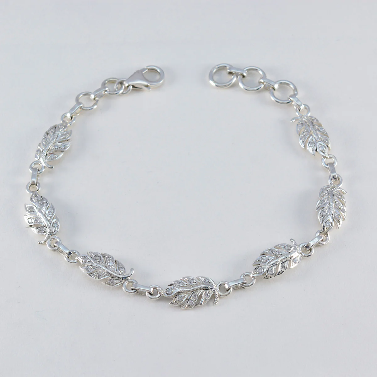 White CZ Gin Day Elegant White Silver Links Bracelet - Image 2