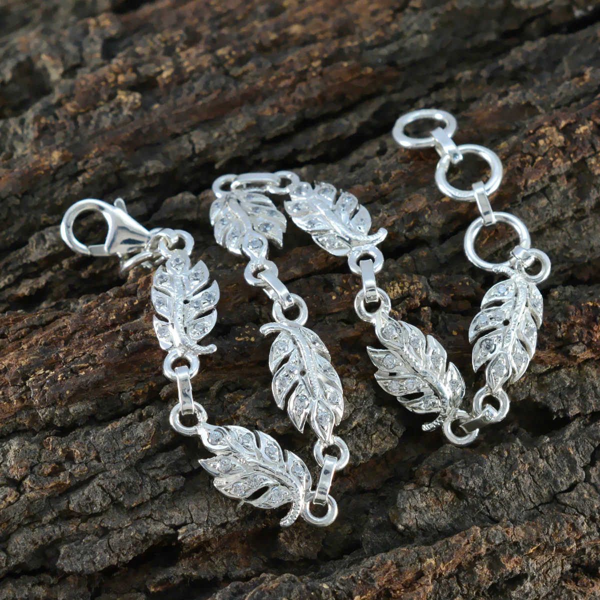 White CZ Gin Day Elegant White Silver Links Bracelet - Image 4