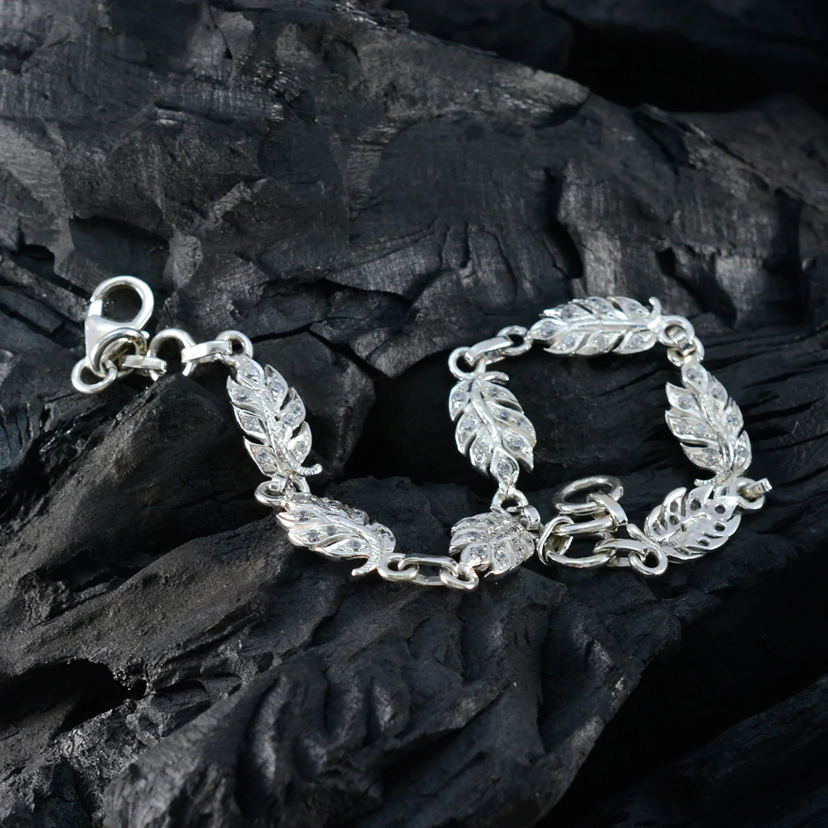 White CZ Gin Day Elegant White Silver Links Bracelet - Image 5