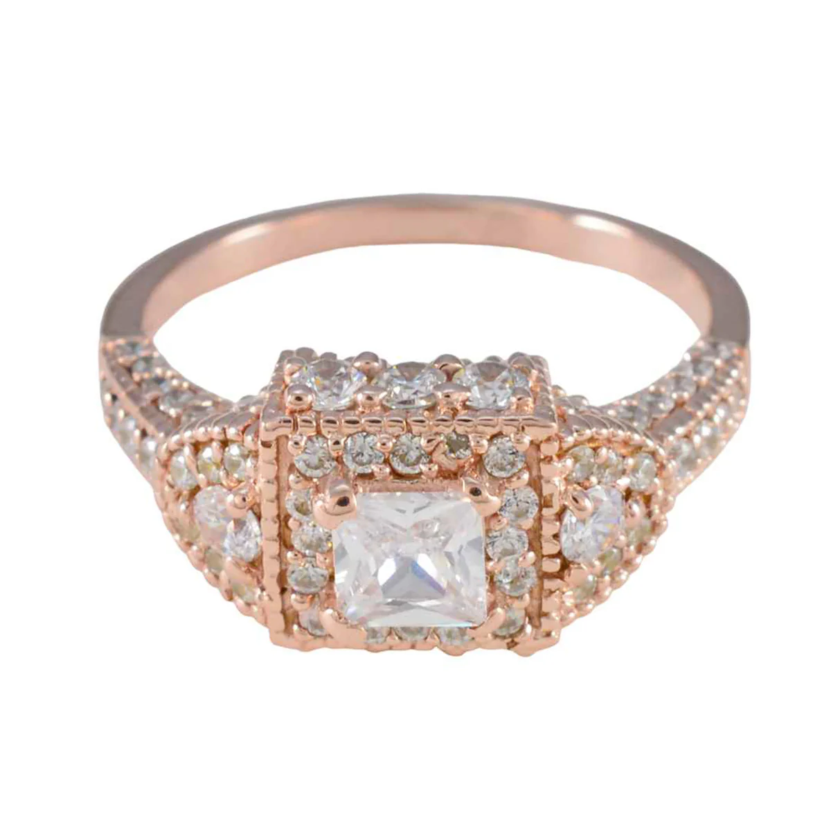 White CZ Halo American 925 Silver White Gems Slim wedding Ring Jewellery