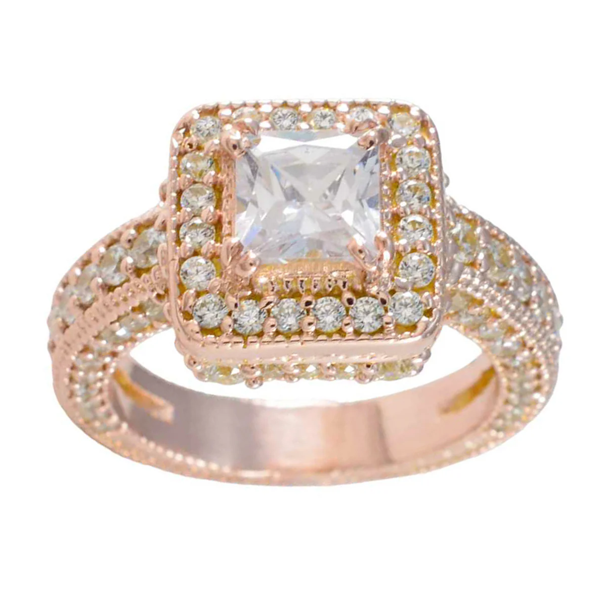 White CZ Halo American Silver White Gemstones Mid-weight wedding Ring Jewellery - Image 3